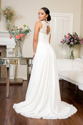 Bridal Long Sleeveless Chiffon Wedding Dress